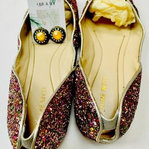 Nine West Sparkling Flats w/earrings